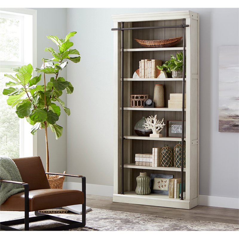 Scranton & Co 8' Tall Wooden Organizer Bookcase in White Finish