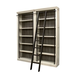 Scranton & Co 8' Tall Wooden Bookcase Wall with Ladder in White Finish