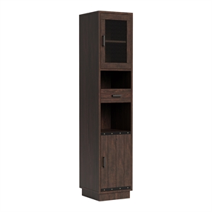 Scranton & Co Multimedia Storage Tower Cabinet in Vintage Walnut Finish
