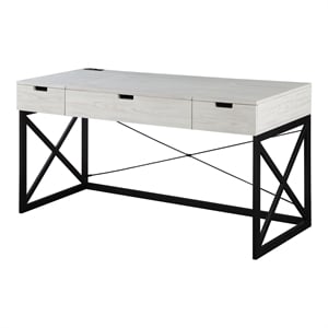 Scranton & Co 60&quot Lift Top Desk in Antique White with 2 Drawers