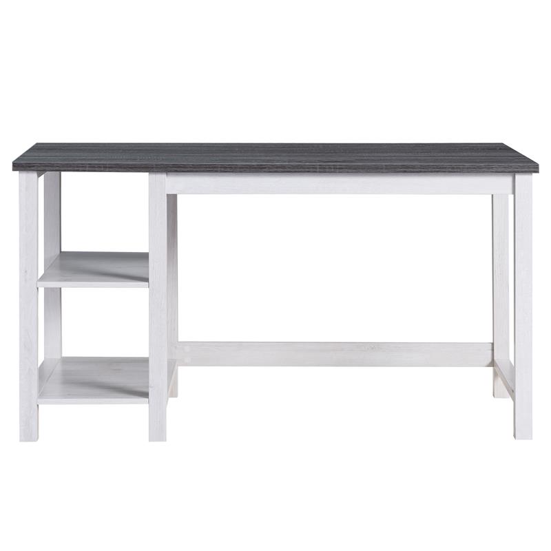 Scranton & Co Modern Wood Desk with Shelves in White Oak
