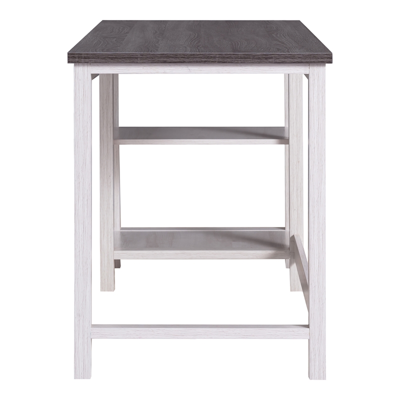 Scranton & Co Modern Wood Desk with Shelves in White Oak