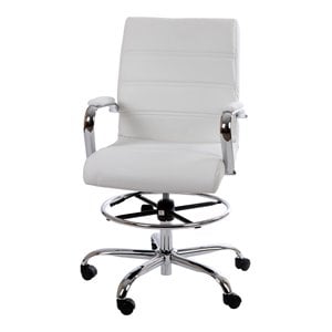 Scranton & Co Mid-Back Adjustable Metal Drafting Chair in White