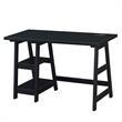 Scranton & Co Trestle Desk with Charging Station Engineered Wood Black