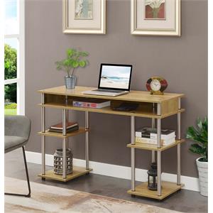 Scranton & Co No-Tools Student Desk with Shelves in Light Oak