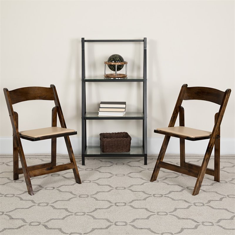 Scranton & Co Vinyl Padded Folding Chair in Fruitwood (Set of 2)