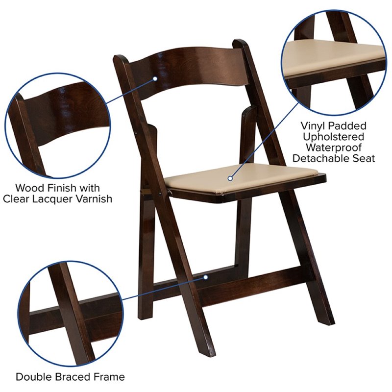 Scranton & Co Vinyl Padded Folding Chair in Fruitwood (Set of 2)