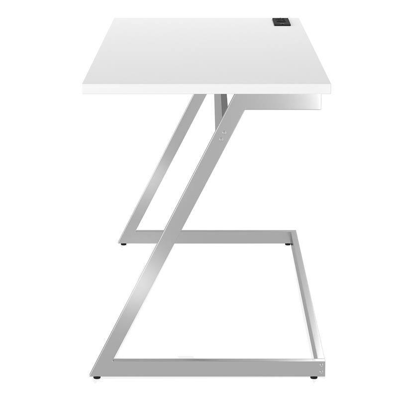 Scranton & Co Metal Writing Desk with USB in White and Chrome