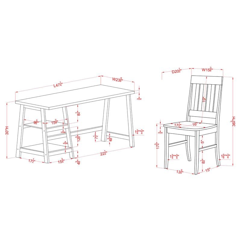 Scranton & Co Wood 2-Piece Writing Desk and Ladder Back Chair Set in White