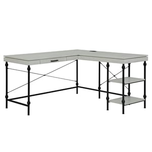 Scranton & Co L-Shaped Wooden Desk with Drawer in Antique White