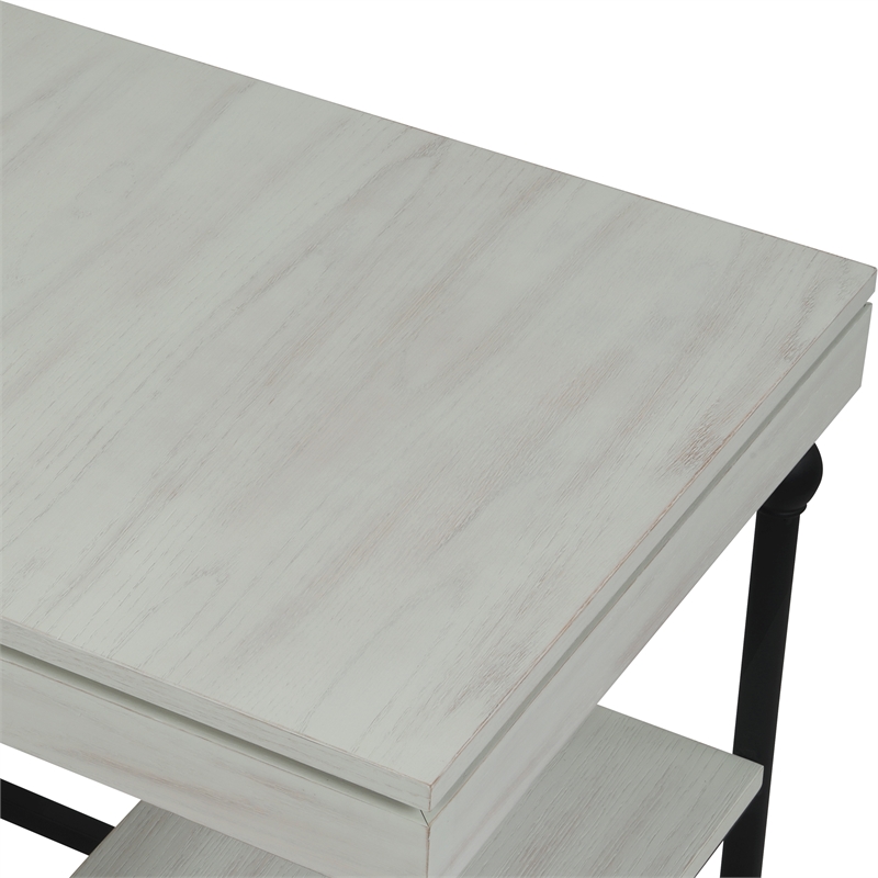 Scranton & Co L-Shaped Wooden Desk with Drawer in Antique White