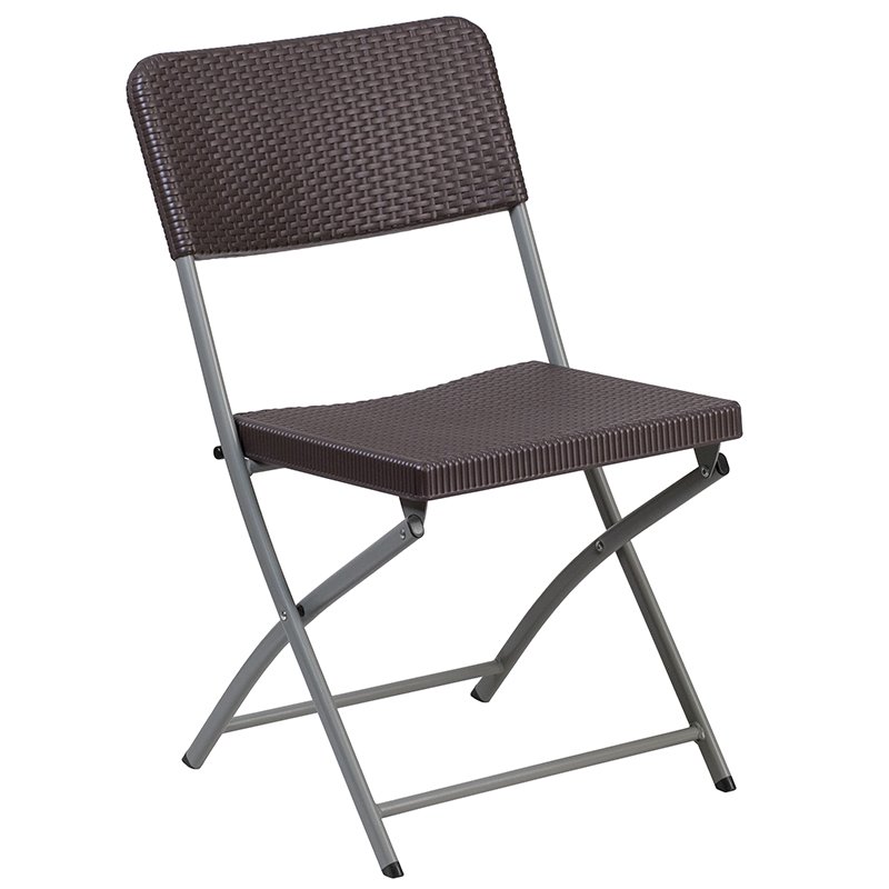 Scranton & Co Set of 2 Brown Rattan Plastic Folding Chairs