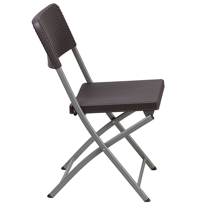 Scranton & Co Set of 2 Brown Rattan Plastic Folding Chairs