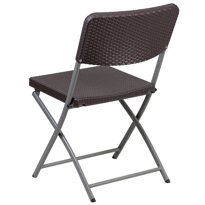 Scranton & Co Set of 2 Brown Rattan Plastic Folding Chairs