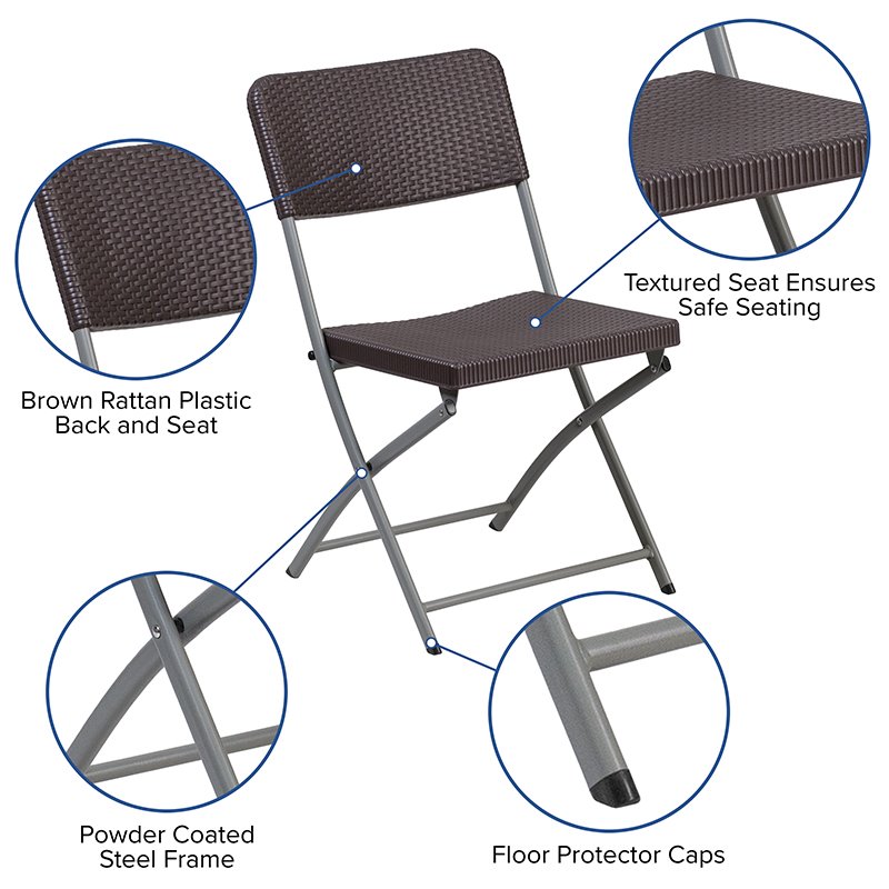 Scranton & Co Set of 2 Brown Rattan Plastic Folding Chairs