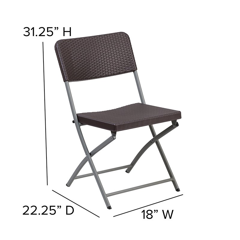Scranton & Co Set of 2 Brown Rattan Plastic Folding Chairs