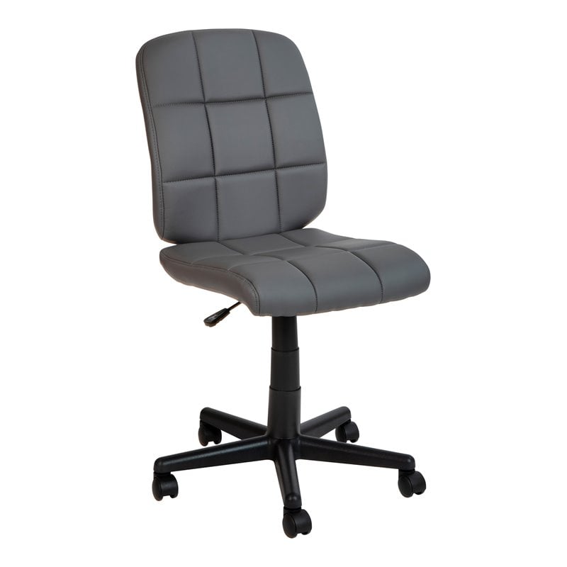 Scranton & Co Mid-Back Gray Quilted Vinyl Home Office Chair
