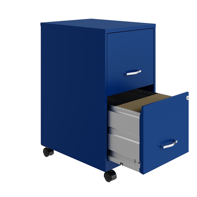 Scranton & Co 18in Metal 2-Drawer Mobile Vertical File Cabinet in Blue