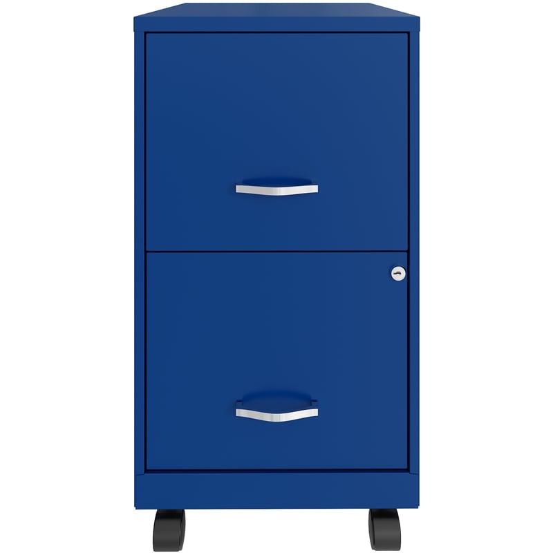 Scranton & Co 18in Metal 2-Drawer Mobile Vertical File Cabinet in Blue