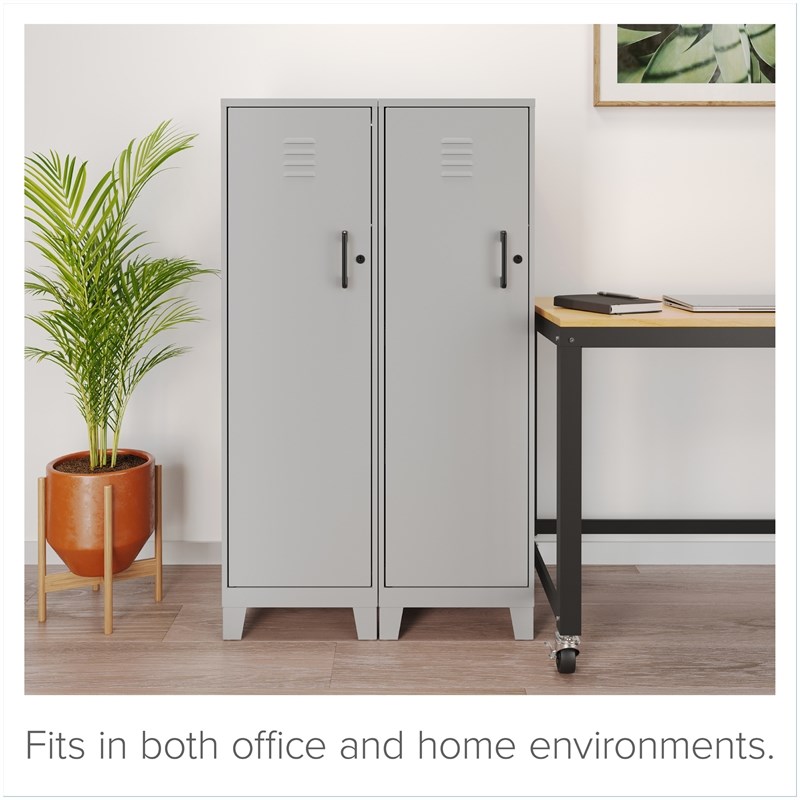 Scranton & Co 4-Shelf Metal Storage Locker Cabinet in Arctic Silver