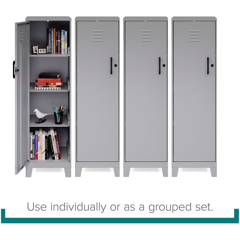 Scranton & Co 4-Shelf Metal Storage Locker Cabinet in Arctic Silver