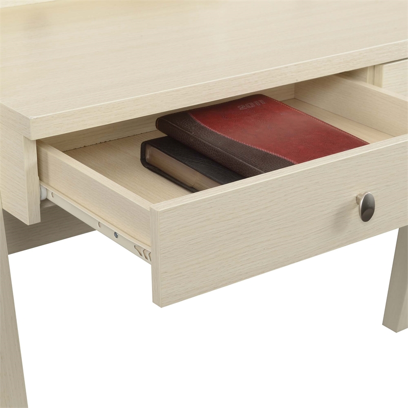 Scranton & Co Two-Drawer Desk with Shelf in Ivory Wood Finish