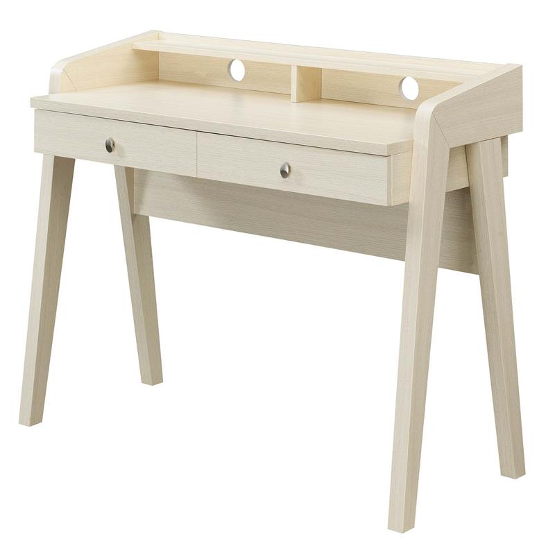 Scranton & Co Two-Drawer Desk with Shelf in Ivory Wood Finish