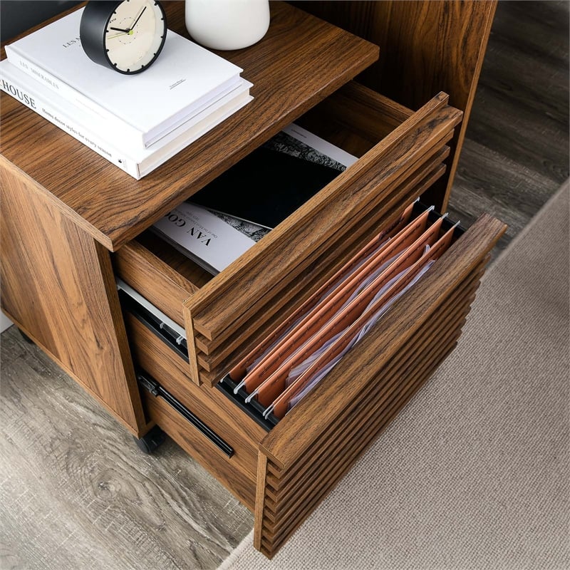 Scranton & Co Modern Two-Drawer File Cabinet with Walnut Finish