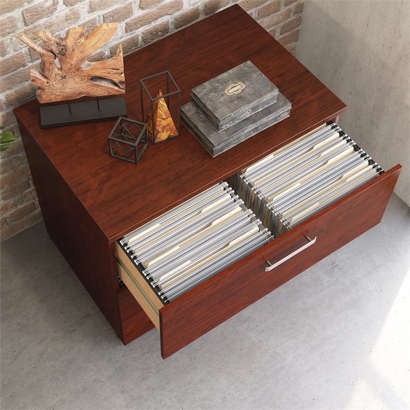 Scranton & Co Lateral Filing Cabinet with 2 Drawers in Classic Cherry