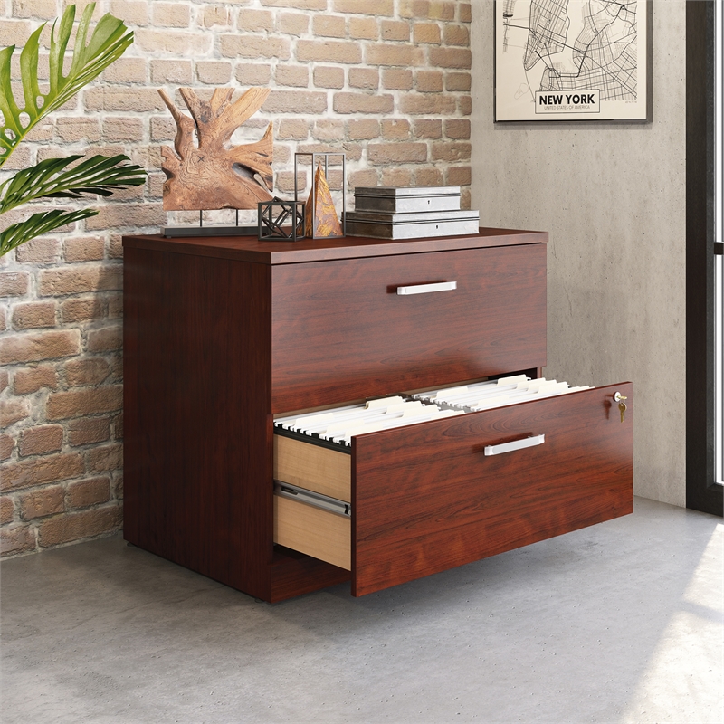 Scranton & Co Lateral Filing Cabinet with 2 Drawers in Classic Cherry