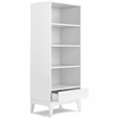 Scranton & Co 60 Inch Solid Hardwood Bookcase with Storage in White