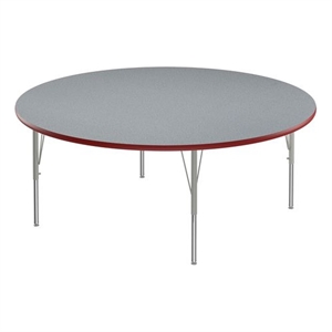 Scranton & Co 60&quot Round Adjustable Wood Activity Table in Gray Granite/Red