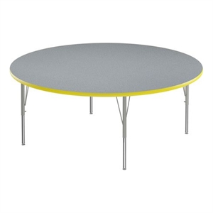 Scranton & Co 60&quot Round Adjustable Wood Activity Table in Gray Granite/Yellow