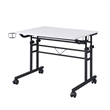 Scranton & Co Adjustable Rolling Writing Desk with Storage in White
