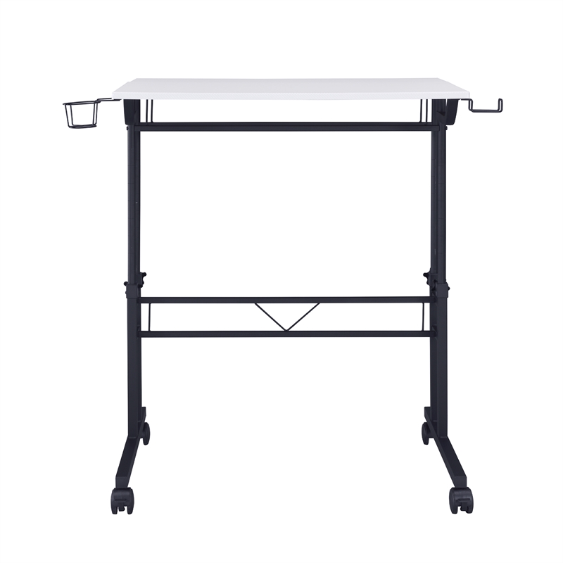 Scranton & Co Adjustable Rolling Writing Desk with Storage in White