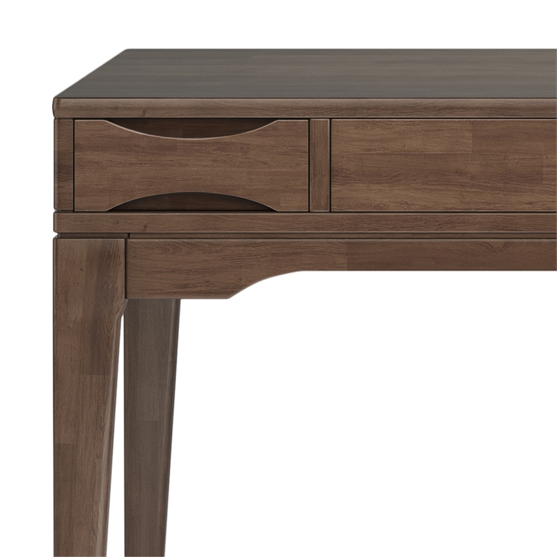 Scranton & Co 48 Inch Mid-Century Solid Rubberwood Desk in Walnut Brown