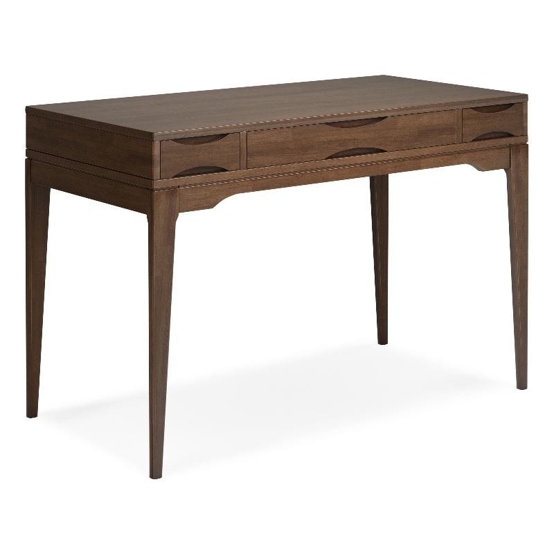 Scranton & Co 48 Inch Mid-Century Solid Rubberwood Desk in Walnut Brown