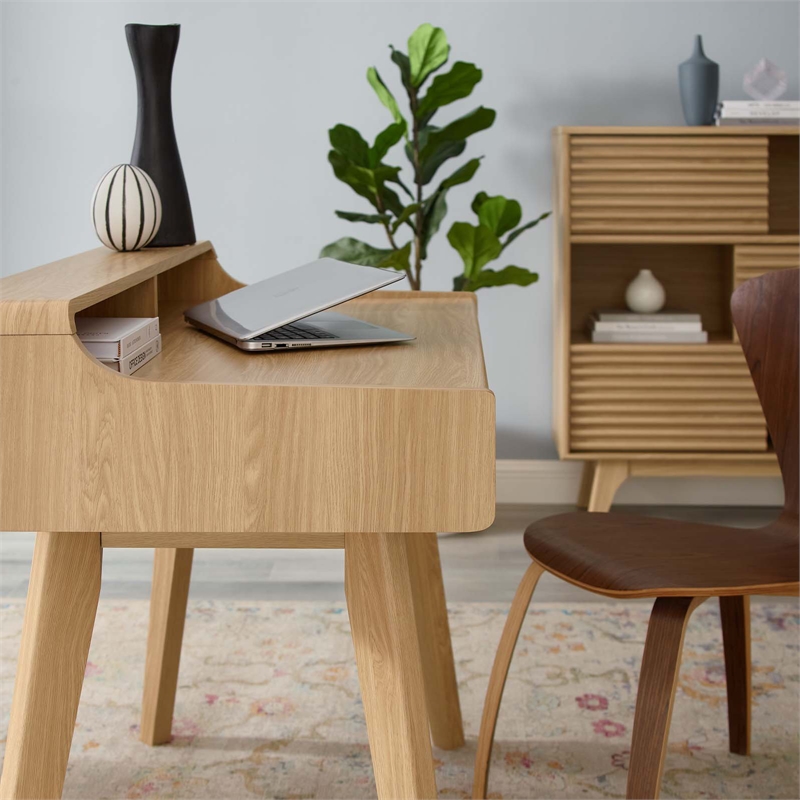 Scranton & Co 39.5 Inch Writing Desk in Walnut Grain Laminate with Oak Finish