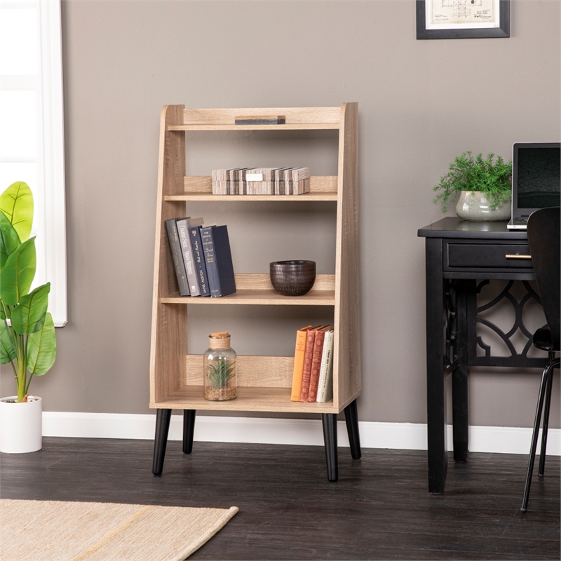 Scranton & Co Mid-Century Modern Natural Wood Bookshelf with Open Shelves