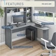 Scranton & Co L-Shaped Computer Desk with Hutch in Gray Engineered Wood