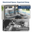 Scranton & Co L-Shaped Computer Desk with Hutch in Gray Engineered Wood