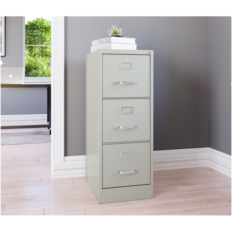 Scranton & Co 22-In 3-Drawer Metal Vertical File Cabinet in Light Gray