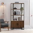 Scranton & Co Mid-Century Metal & Wood Bookcase in Walnut/Rustic Black
