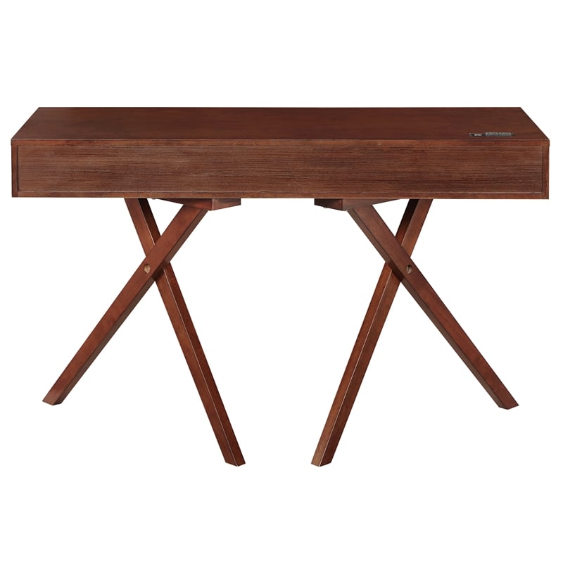 Scranton & Co Wood Writing Desk with USB in Dark Cherry Finish