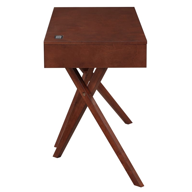 Scranton & Co Wood Writing Desk with USB in Dark Cherry Finish
