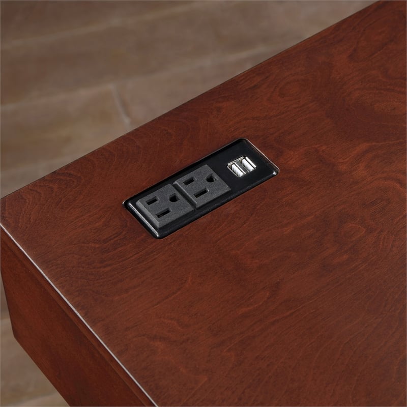 Scranton & Co Wood Writing Desk with USB in Dark Cherry Finish