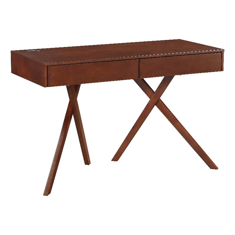 Scranton & Co Wood Writing Desk with USB in Dark Cherry Finish