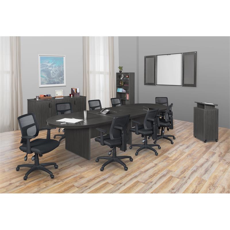 Scranton & Co Wood Freestanding Lectern on Casters in Ash Grey