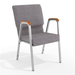 Scranton & Co Hercules 21&quot Stackable Church Chair in Gray Fabric/Silver Vein