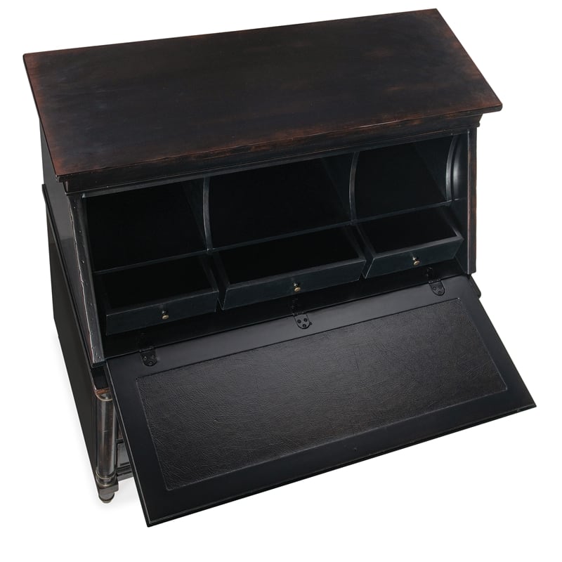 Scranton & Co Secretary Desk in Black Cherry Finish with Drop-Front Lid